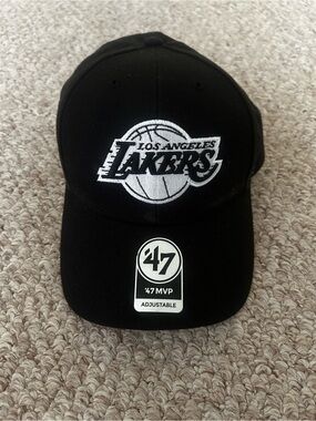 Los Angeles Lakers Black and White Kobe Bryant Tribute Hat Cap 47 New Strapback